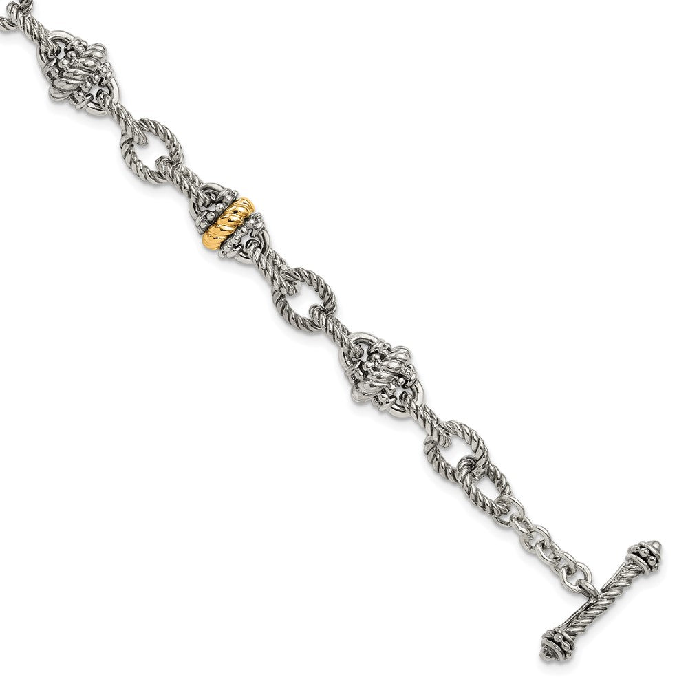 Shey Couture Sterling Silver with 14K Accent 7.5 Inch Antiqued Link Bracelet