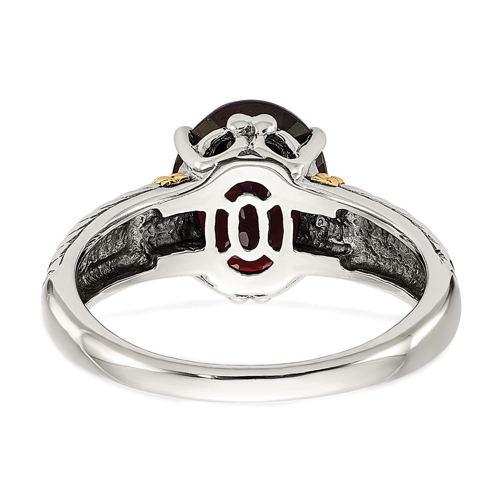 Shey Couture Sterling Silver with 14K Accent Antiqued Oval Garnet Ring