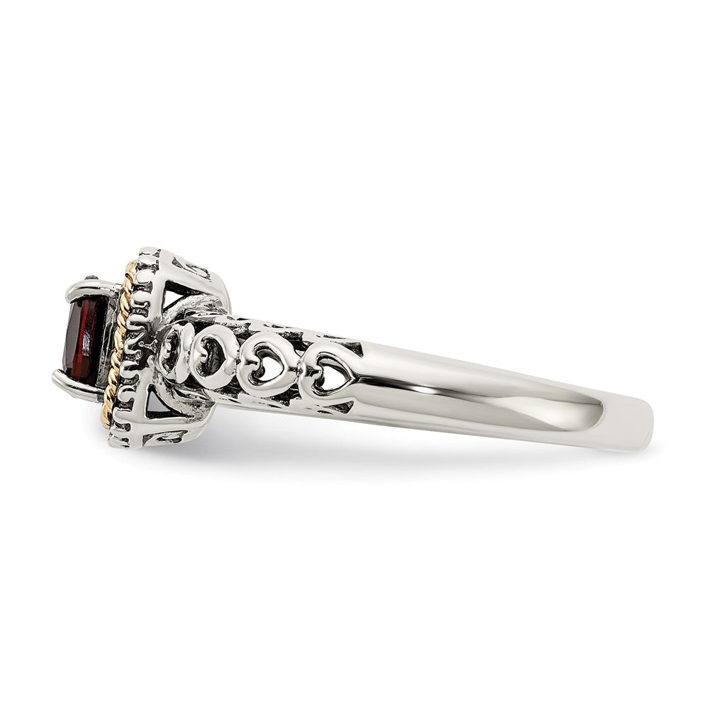 Shey Couture Sterling Silver with 14K Accent Antiqued Cushion Garnet Ring