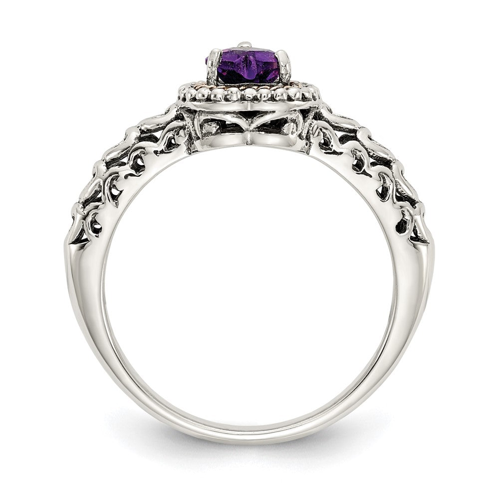 Shey Couture Sterling Silver with 14K Accent Antiqued Amethyst Heart Ring