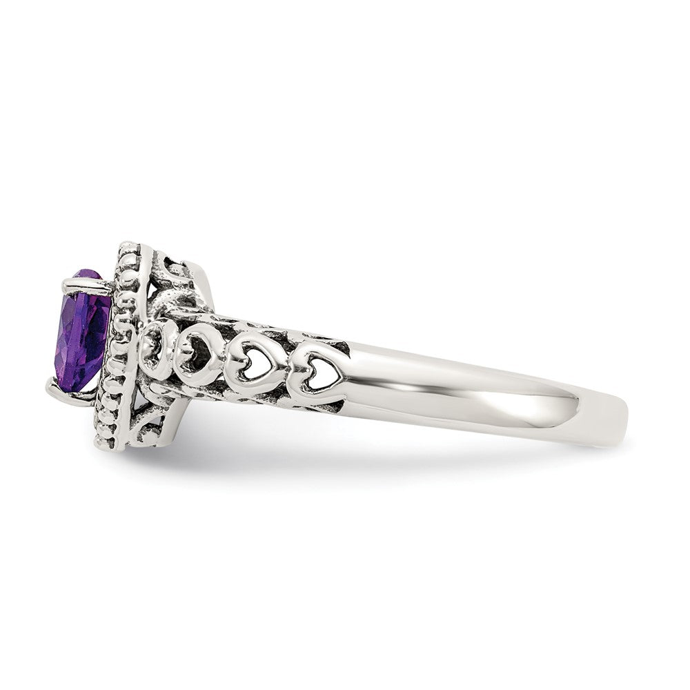 Shey Couture Sterling Silver with 14K Accent Antiqued Amethyst Heart Ring