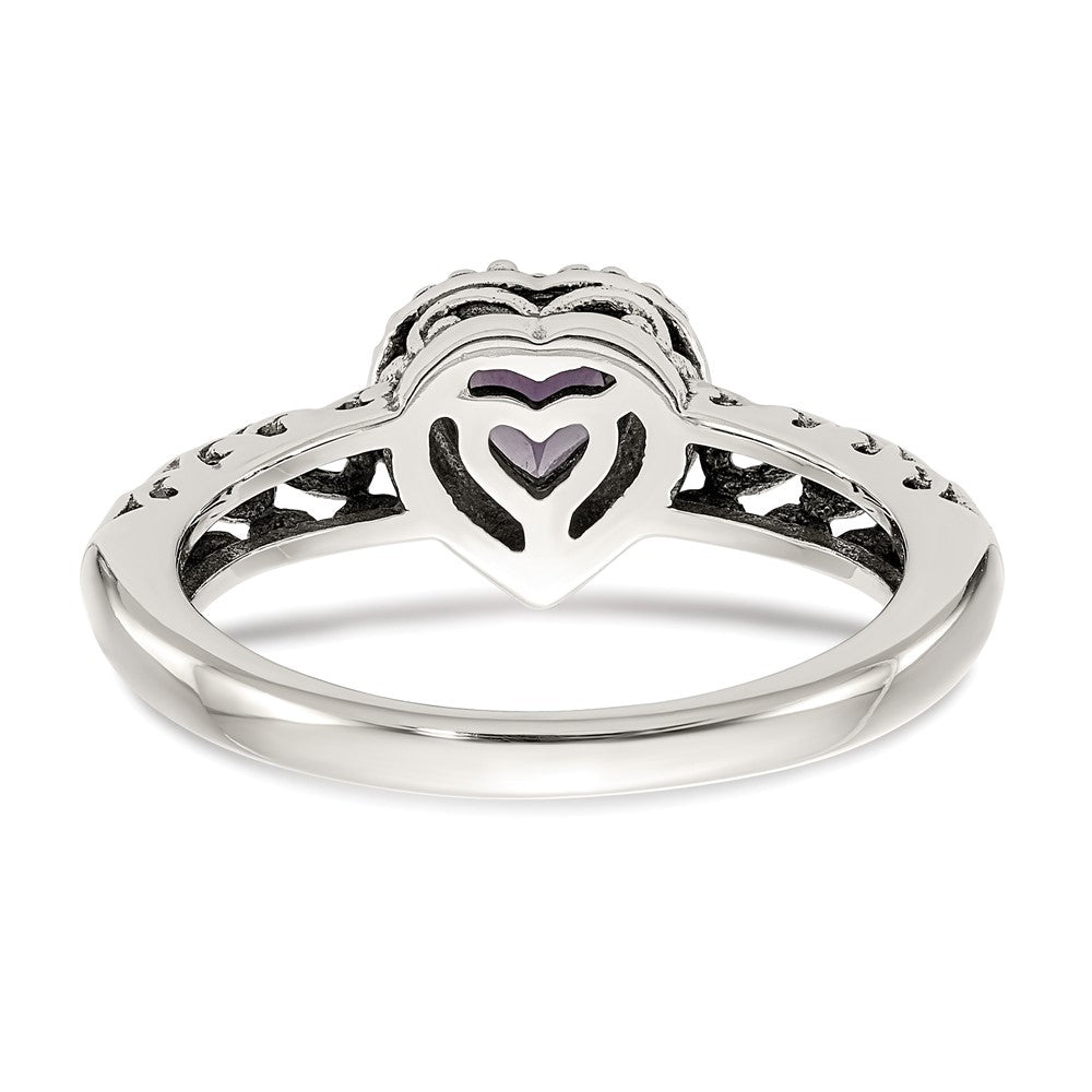 Shey Couture Sterling Silver with 14K Accent Antiqued Amethyst Heart Ring