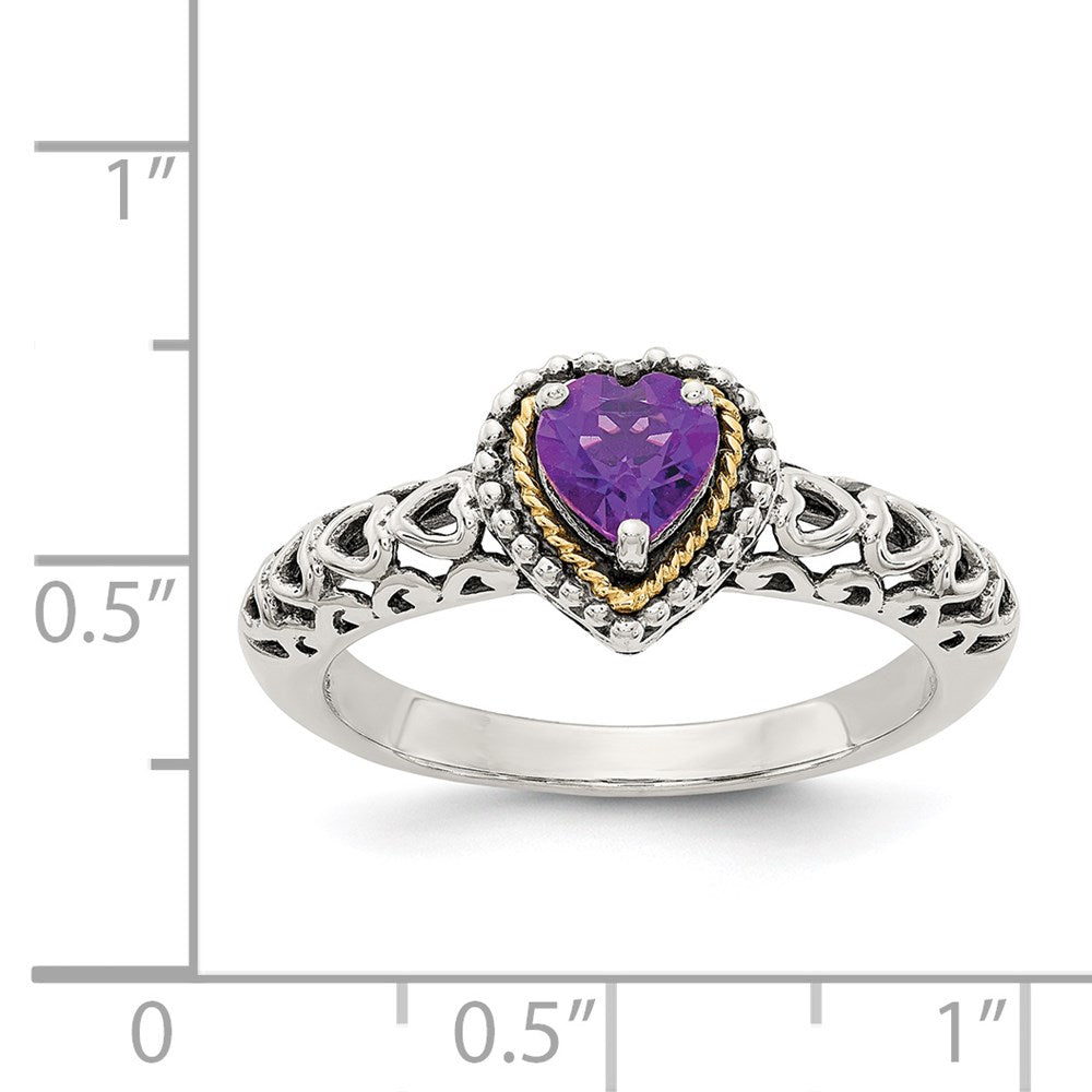 Shey Couture Sterling Silver with 14K Accent Antiqued Amethyst Heart Ring