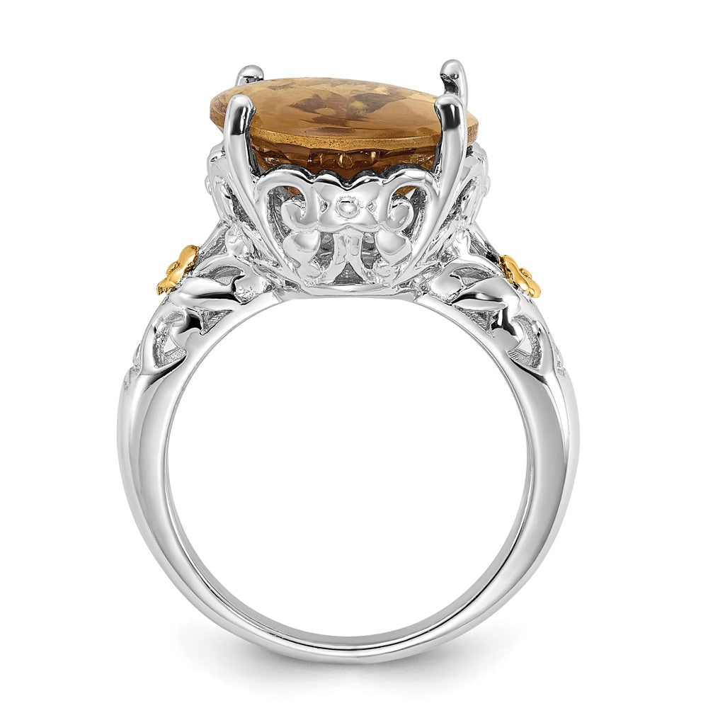 Sterling Silver w/14k Accent Polished Whiskey Quartz Ring