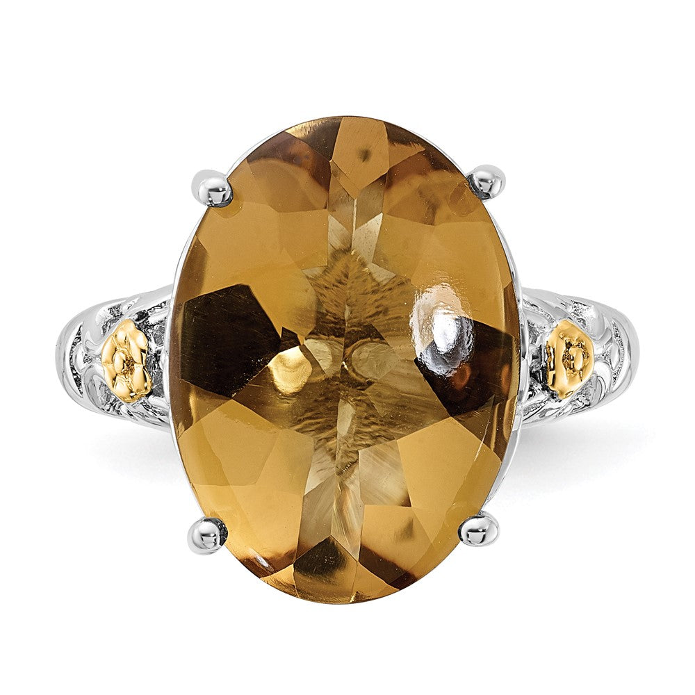 Sterling Silver w/14k Accent Polished Whiskey Quartz Ring