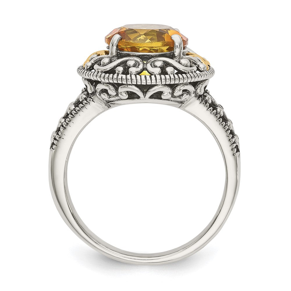 Shey Couture Sterling Silver with 14K Accent Antiqued Round Citrine Ring