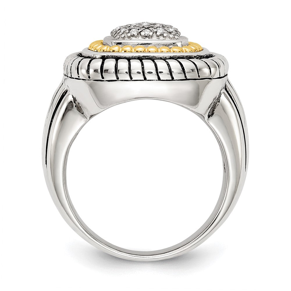 Shey Couture Sterling Silver with 14K Accent Antiqued Diamond Ring