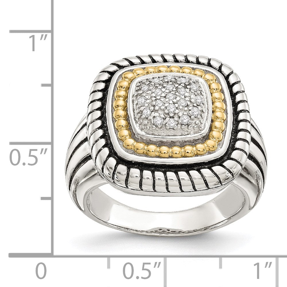 Shey Couture Sterling Silver with 14K Accent Antiqued Diamond Ring