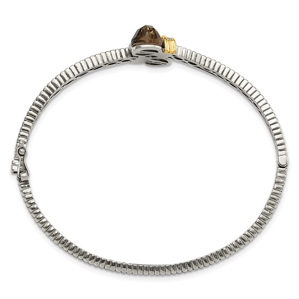 Shey Couture Sterling Silver with 14K Accent Antiqued Smoky Quartz and Diamond Bangle Bracelet