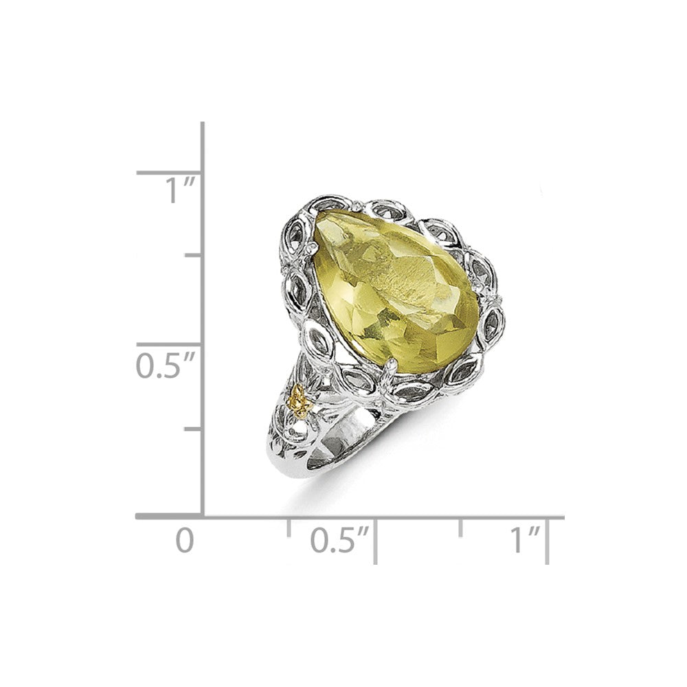 Sterling Silver w/14k Lemon Quartz Ring