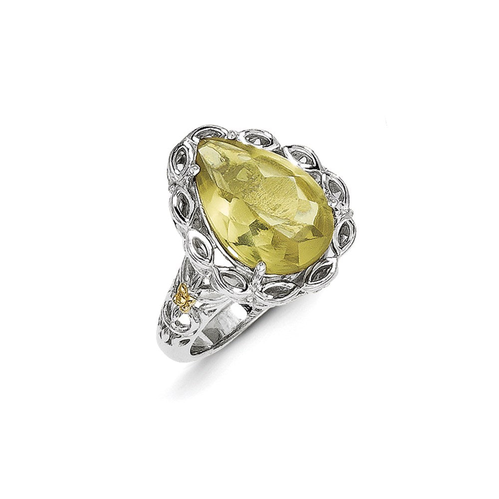 Sterling Silver w/14k Lemon Quartz Ring