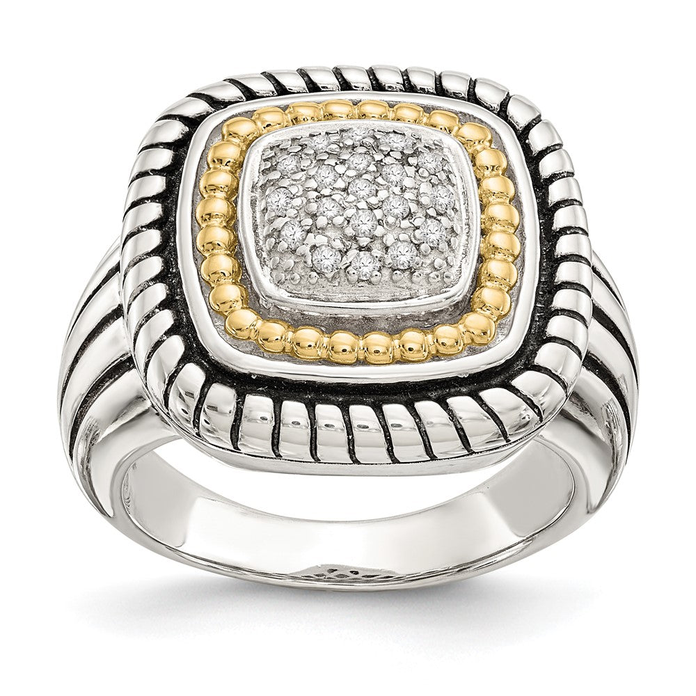 Shey Couture Sterling Silver with 14K Accent Antiqued Diamond Ring