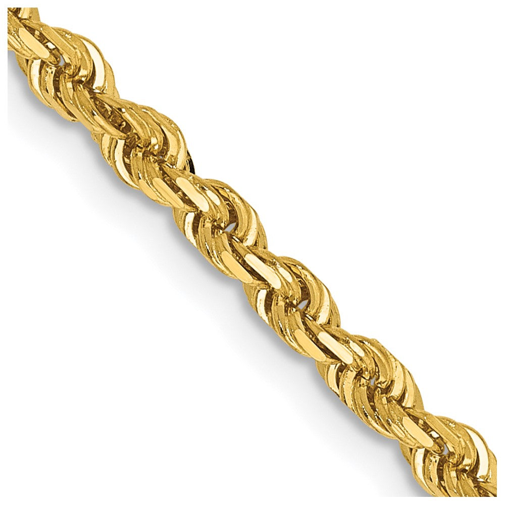 14K 24 Inch 3mm Diamond-cut Quadruple Rope Lobster Clasp Chain