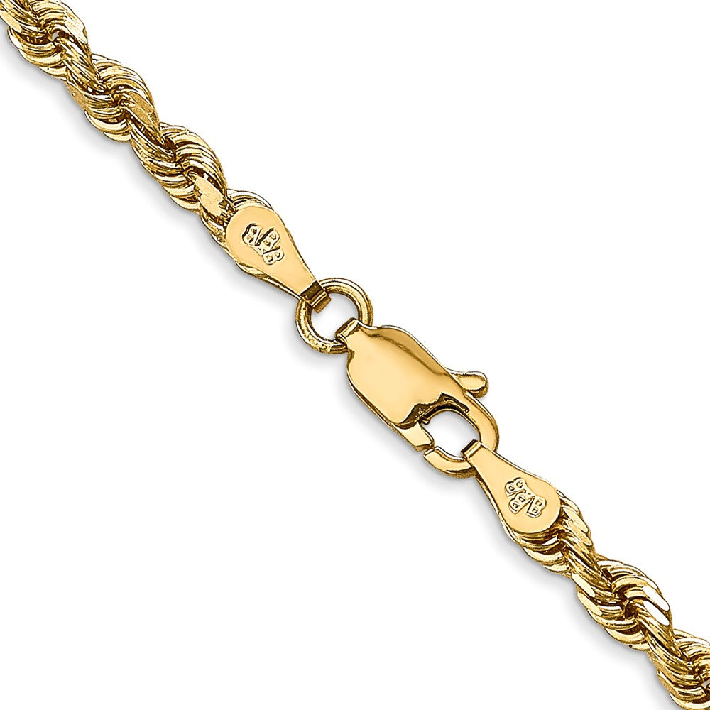 14K 24 Inch 3.35mm Diamond-cut Quadruple Rope Lobster Clasp Chain