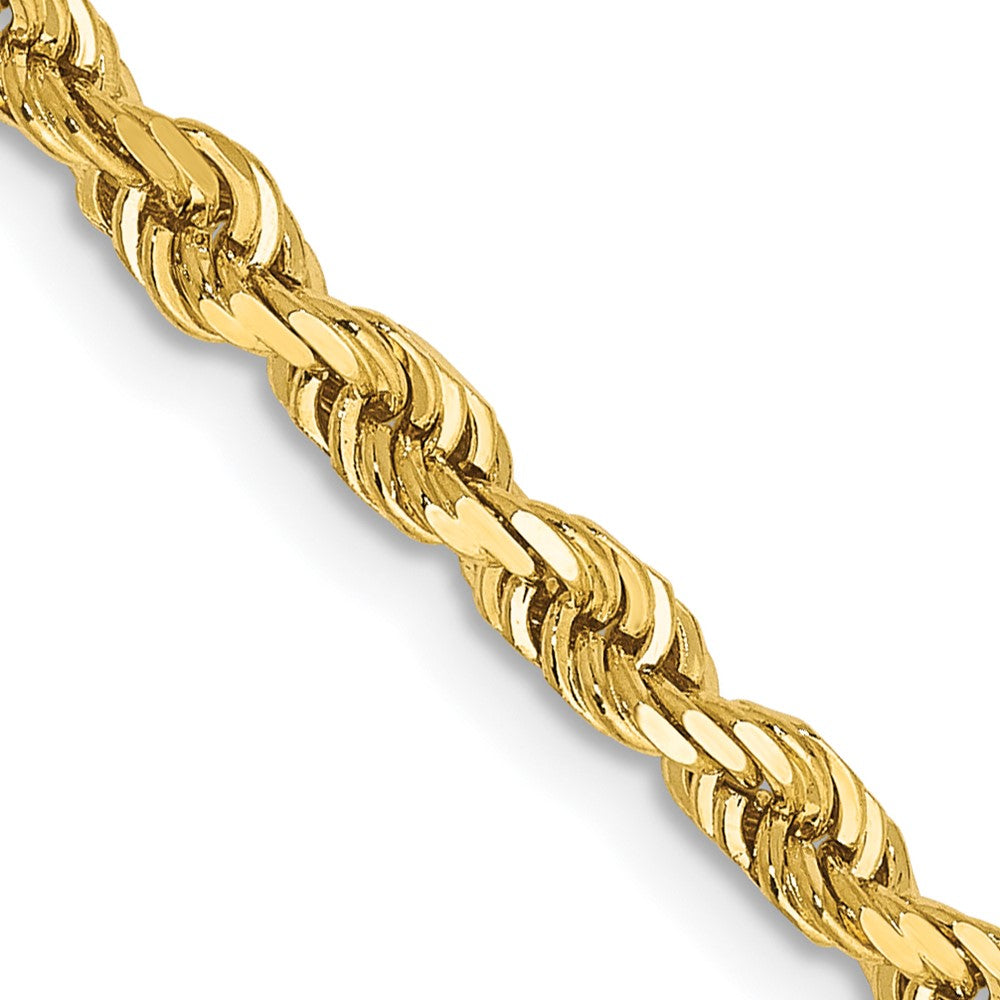 14K 22 Inch 3.35mm Diamond-cut Quadruple Rope Lobster Clasp Chain