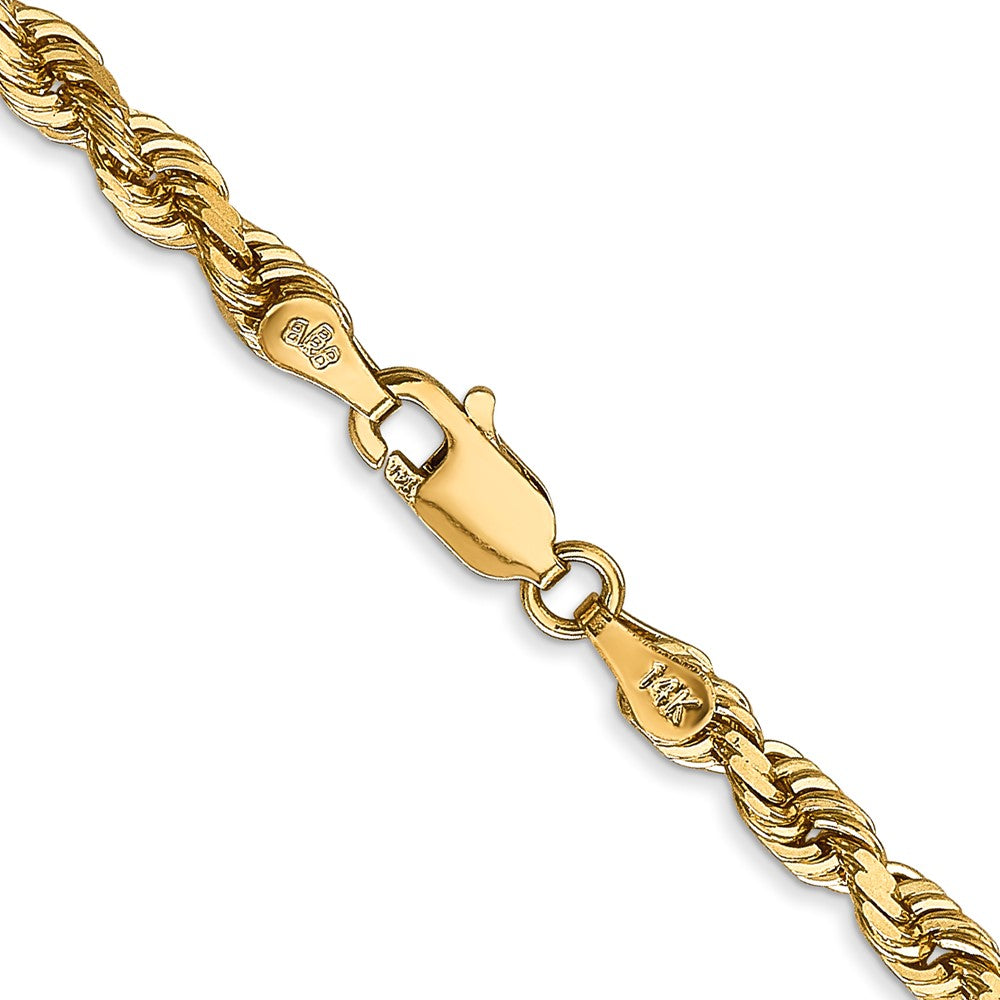 14K 24 Inch 4mm Diamond-cut Quadruple Rope Lobster Clasp Chain