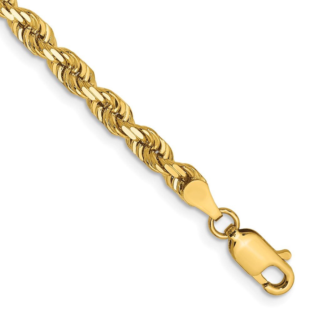 14K 7 Inch 4mm Diamond-cut Quadruple Rope Lobster Clasp Chain