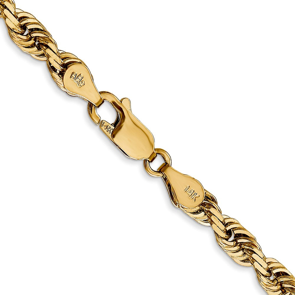 14K 20 Inch 4.5mm Diamond-cut Quadruple Rope Lobster Clasp Chain