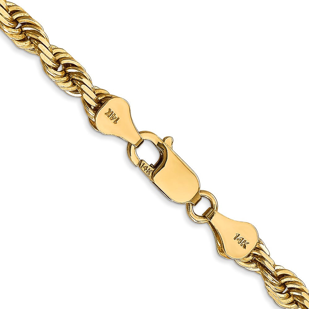 14K 24 Inch 5mm Diamond-cut Quadruple Rope Lobster Clasp Chain