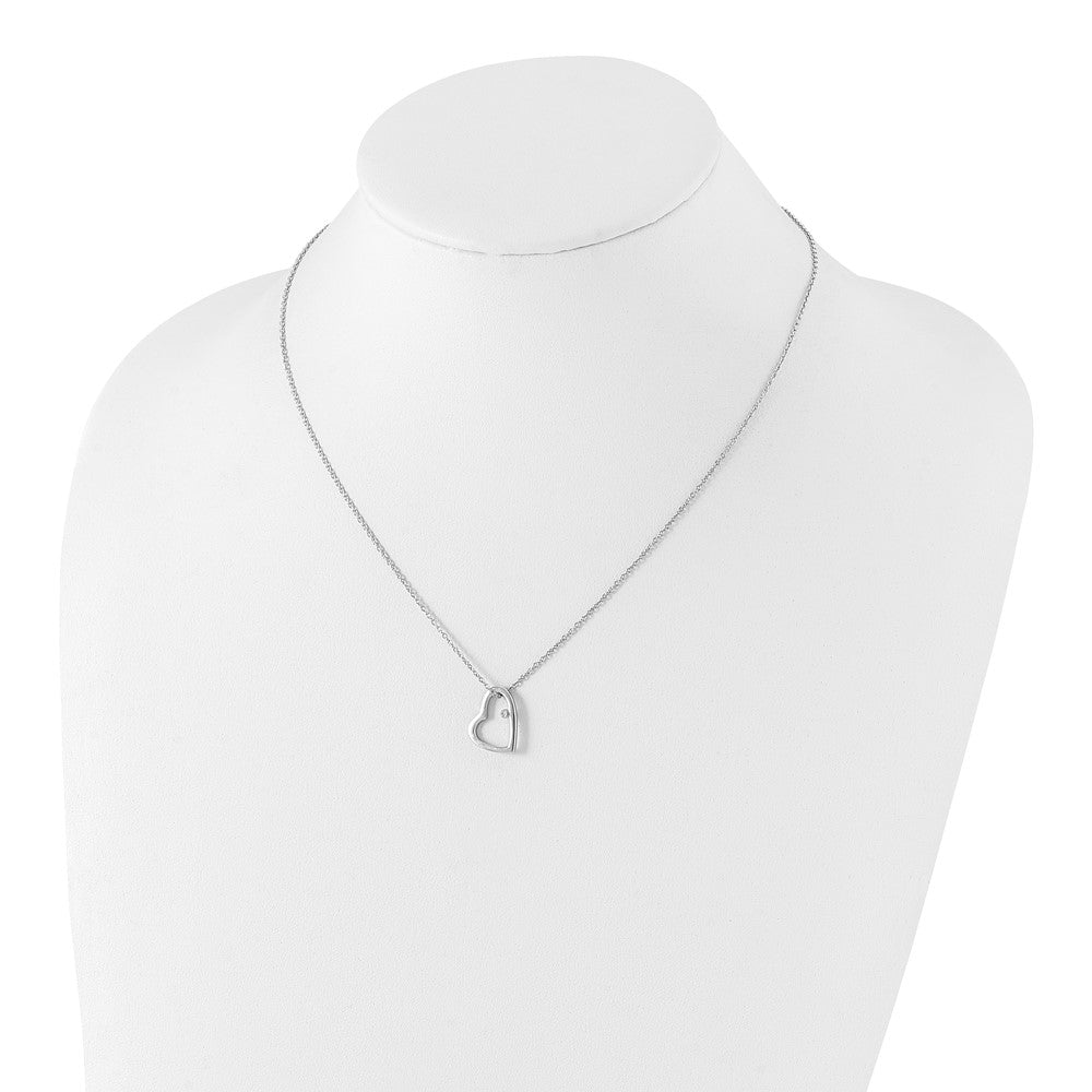 White Ice Sterling Silver Rhodium-plated 18 Inch Diamond Open Heart Necklace with 2 Inch Extender