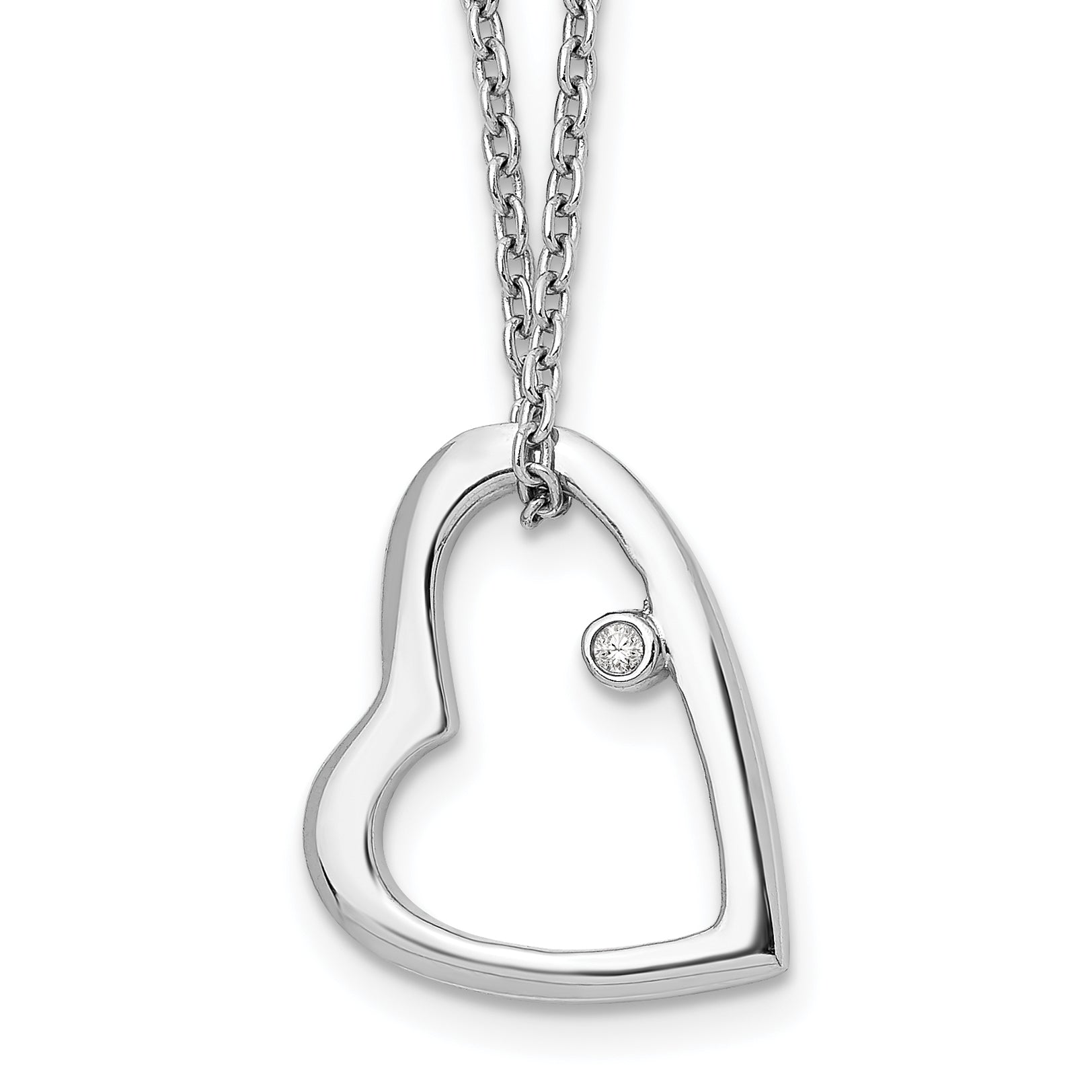 SS White Ice .01ct Diamond Heart Necklace QW154