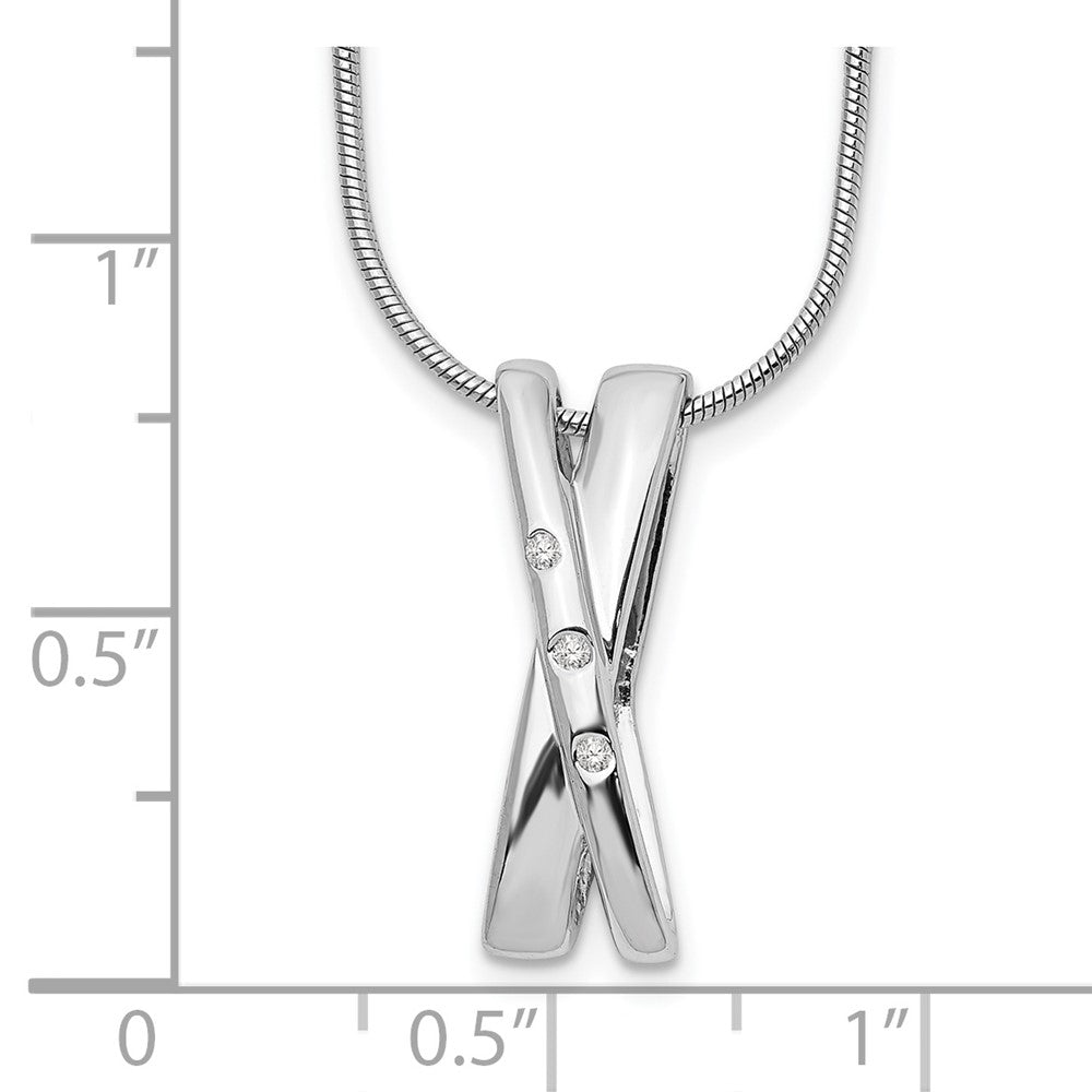 White Ice Sterling Silver Rhodium-plated 18 Inch Diamond X Necklace with 2 Inch Extender