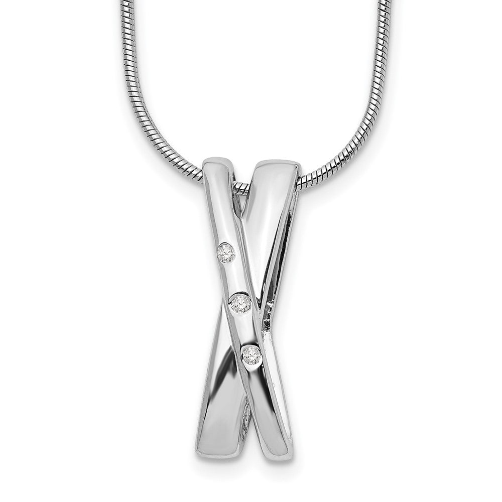 White Ice Sterling Silver Rhodium-plated 18 Inch Diamond X Necklace with 2 Inch Extender