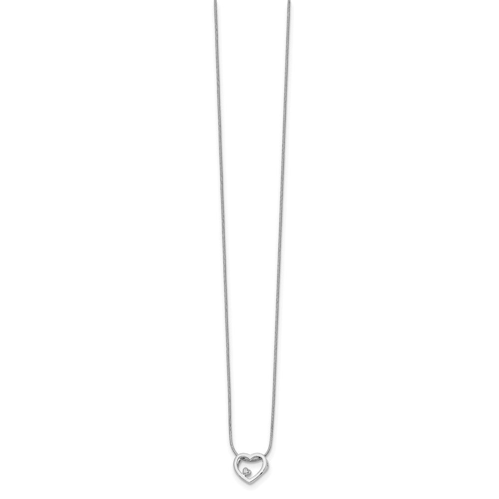 White Ice Sterling Silver Rhodium-plated 18 Inch Diamond Open Heart Necklace with 2 Inch Extender