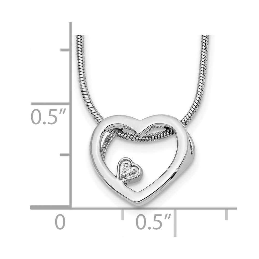 White Ice Sterling Silver Rhodium-plated 18 Inch Diamond Open Heart Necklace with 2 Inch Extender