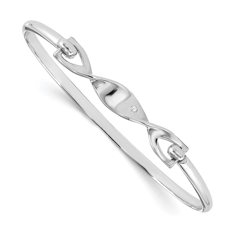 White Ice Sterling Silver Rhodium-plated Diamond Twist Bangle Bracelet