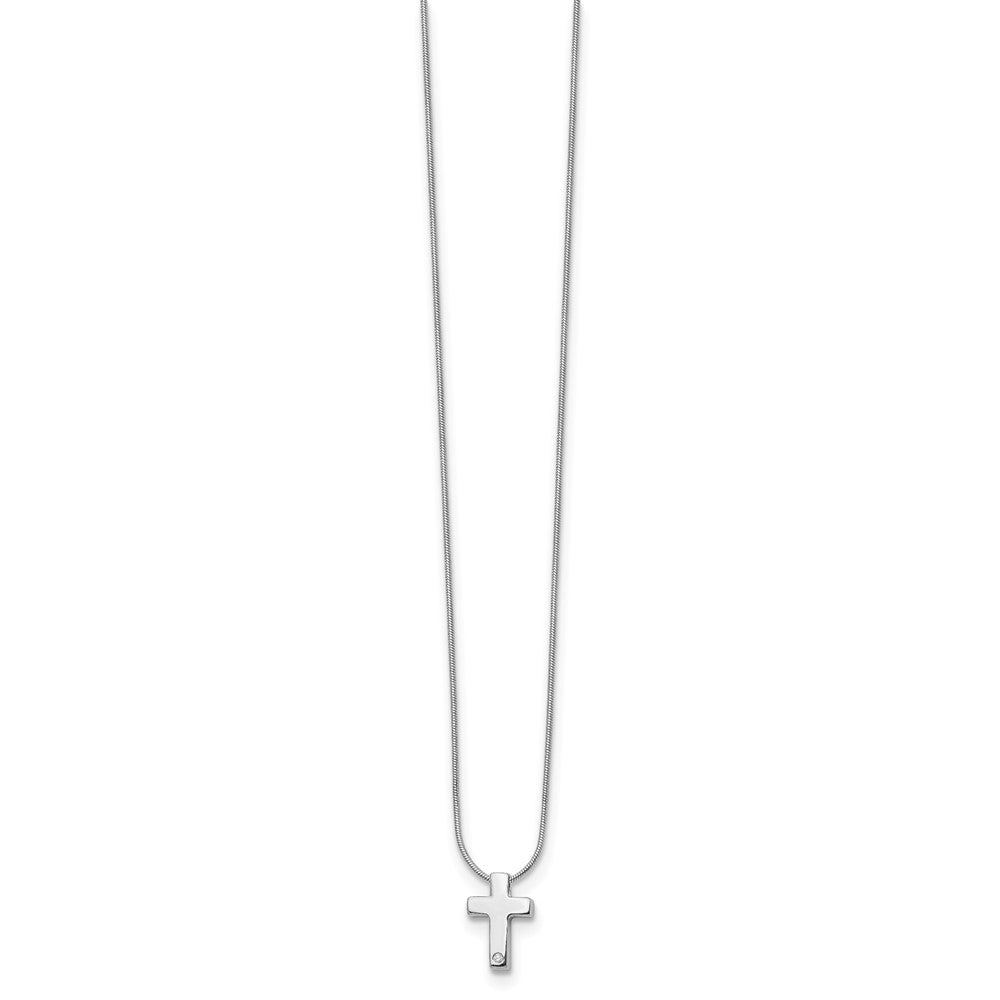 White Ice Sterling Silver Rhodium-plated 18 Inch Diamond Cross Necklace with 2 Inch Extender