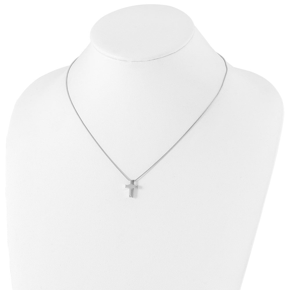 White Ice Sterling Silver Rhodium-plated 18 Inch Diamond Cross Necklace with 2 Inch Extender