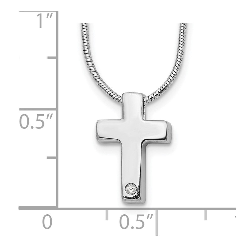 White Ice Sterling Silver Rhodium-plated 18 Inch Diamond Cross Necklace with 2 Inch Extender