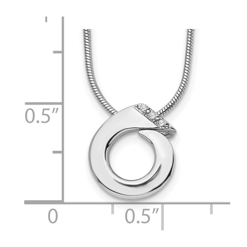 White Ice Sterling Silver Rhodium-plated 18 Inch Open Circle Diamond Necklace with 2 Inch Extender