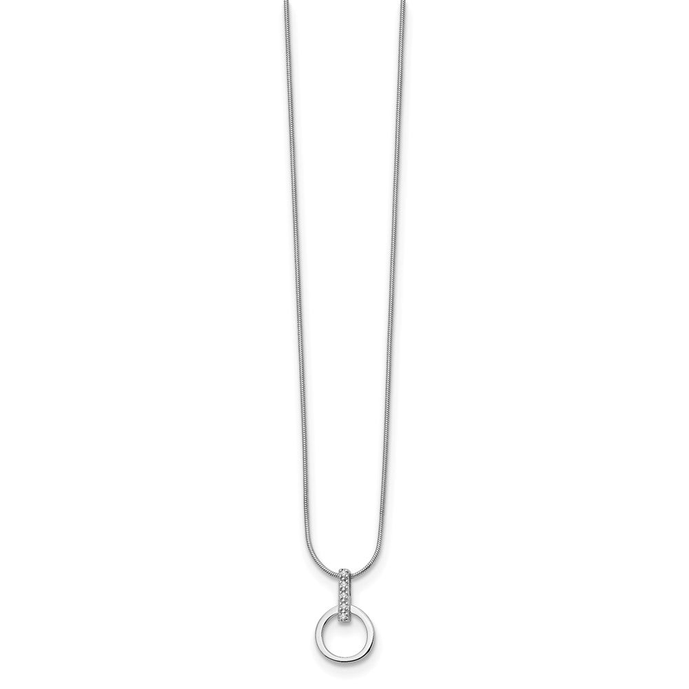 White Ice Sterling Silver Rhodium-plated 18 Inch Open Circle Diamond Necklace with 2 Inch Extender