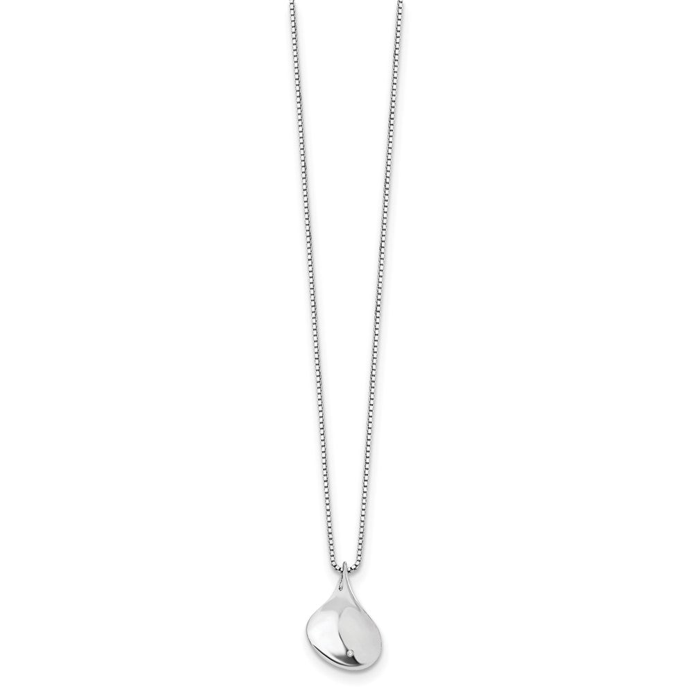 White Ice Sterling Silver Rhodium-plated 18 Inch Diamond Teardrop Necklace with 2 Inch Extender