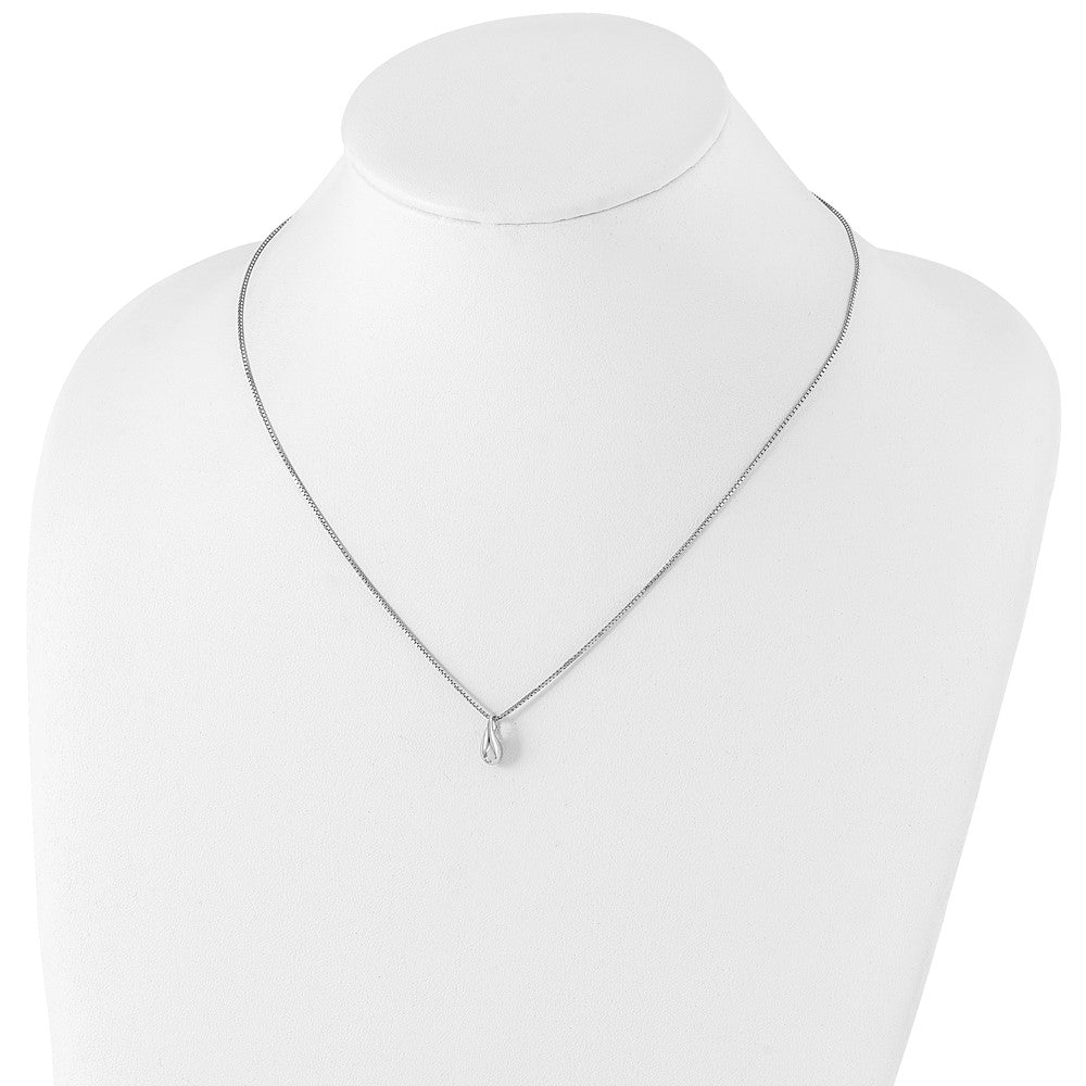 White Ice Sterling Silver Rhodium-plated 18 Inch Diamond Teardrop Necklace with 2 Inch Extender