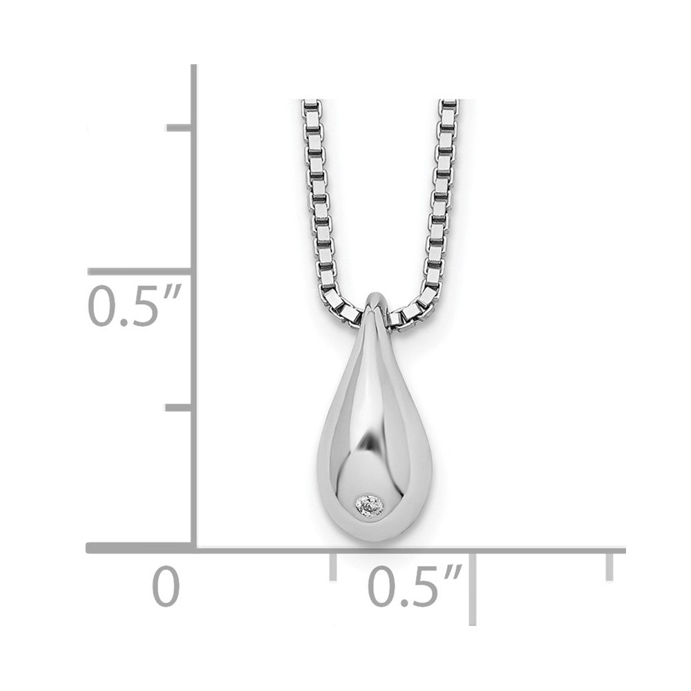 White Ice Sterling Silver Rhodium-plated 18 Inch Diamond Teardrop Necklace with 2 Inch Extender