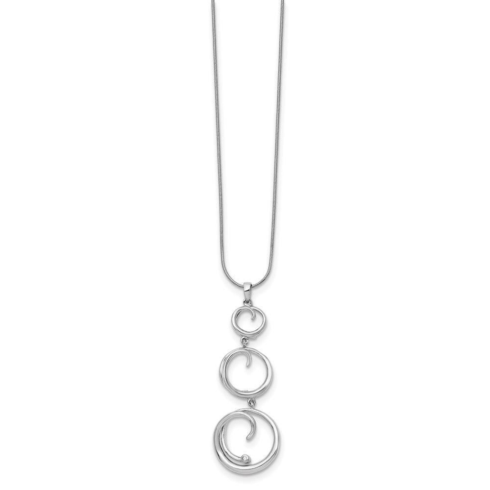 White Ice Sterling Silver Rhodium-plated 18 Inch Diamond Swirl Necklace with 2 Inch Extender