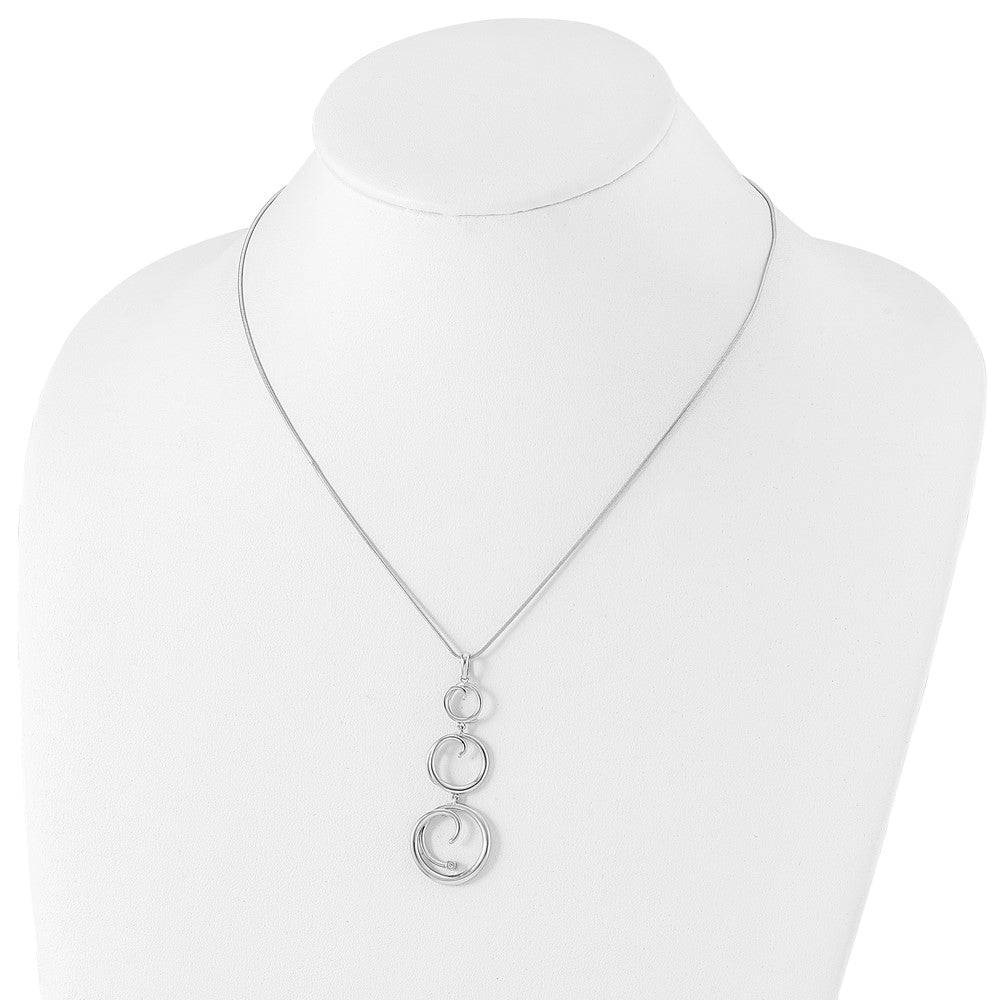 White Ice Sterling Silver Rhodium-plated 18 Inch Diamond Swirl Necklace with 2 Inch Extender