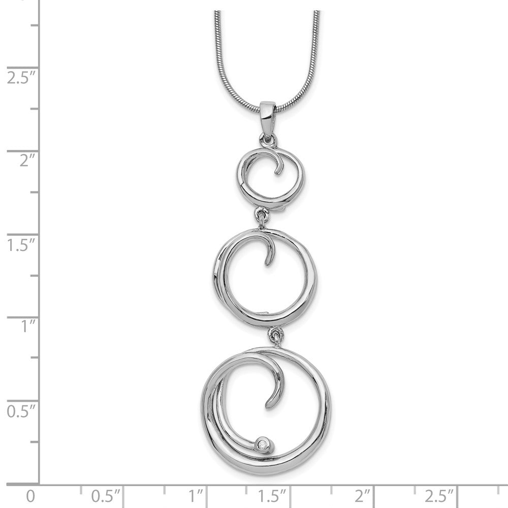 White Ice Sterling Silver Rhodium-plated 18 Inch Diamond Swirl Necklace with 2 Inch Extender