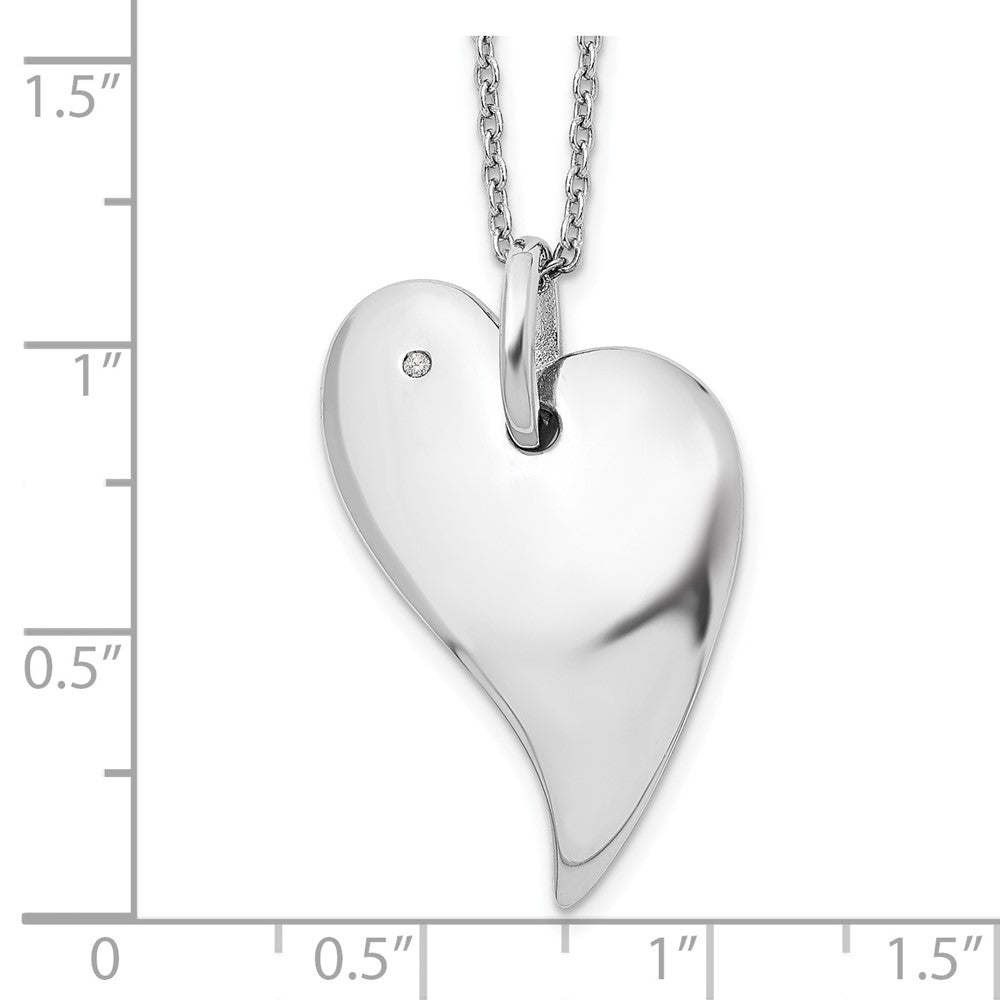 White Ice Sterling Silver Rhodium-plated 18 Inch Diamond Heart Necklace with 2 Inch Extender