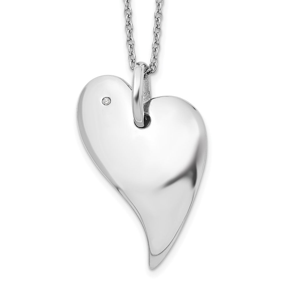 White Ice Sterling Silver Rhodium-plated 18 Inch Diamond Heart Necklace with 2 Inch Extender