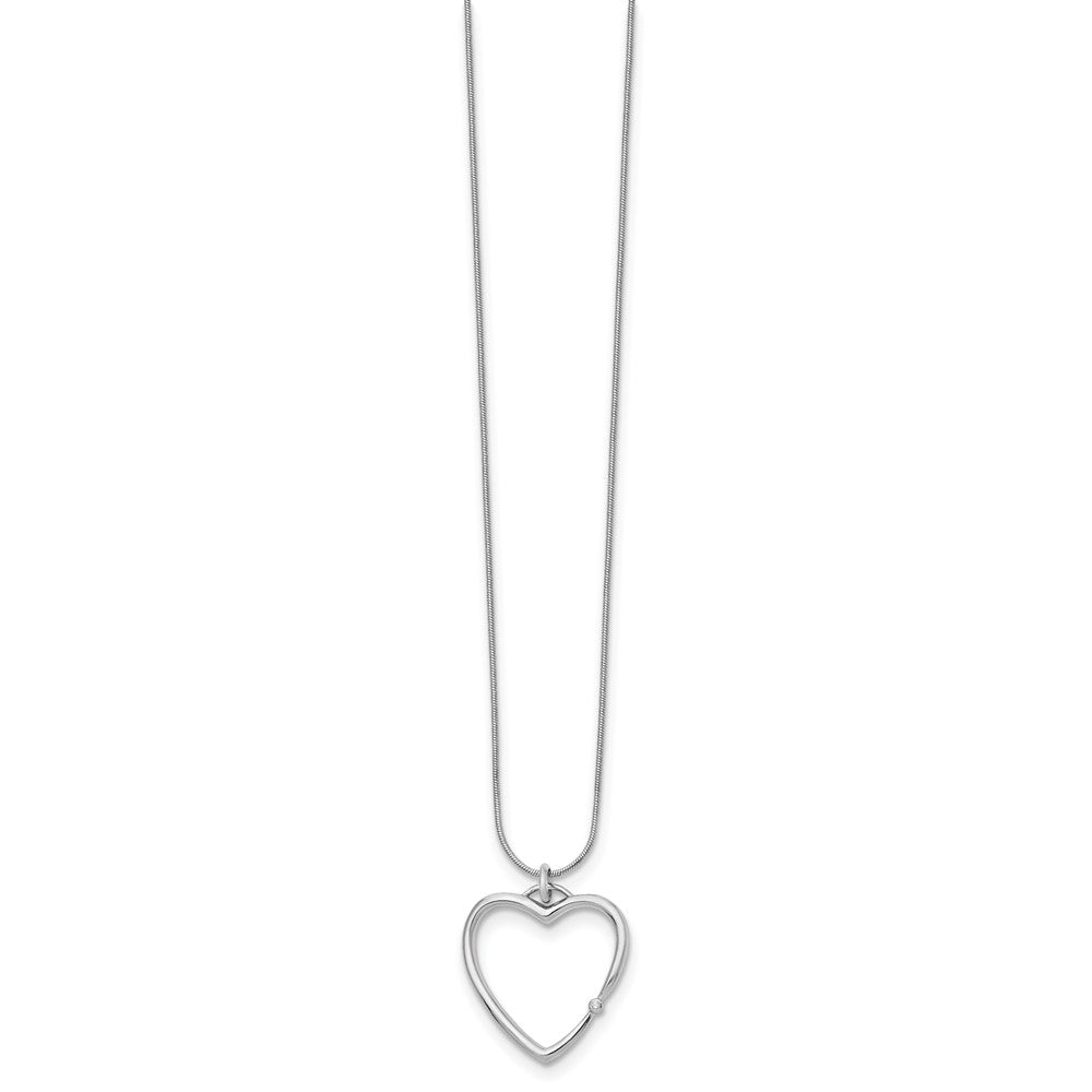 White Ice Sterling Silver Rhodium-plated 18 Inch Diamond Open Heart Necklace with 2 Inch Extender