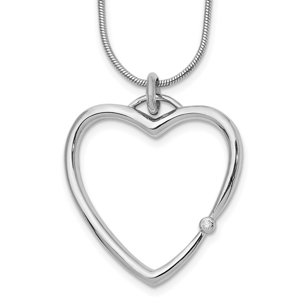 White Ice Sterling Silver Rhodium-plated 18 Inch Diamond Open Heart Necklace with 2 Inch Extender