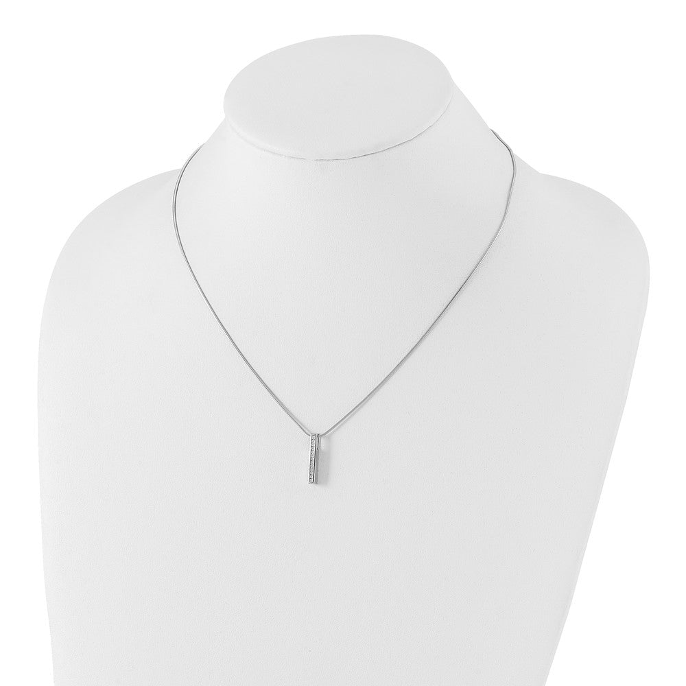 White Ice Sterling Silver Rhodium-plated 18 Inch Chanel-set Diamond Vertical Bar Necklace with 2 Inch Extender