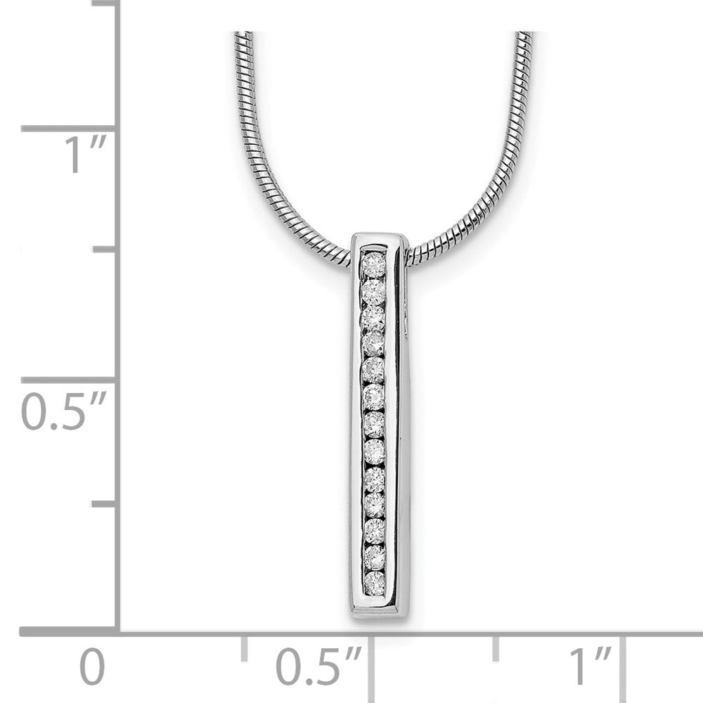 White Ice Sterling Silver Rhodium-plated 18 Inch Chanel-set Diamond Vertical Bar Necklace with 2 Inch Extender