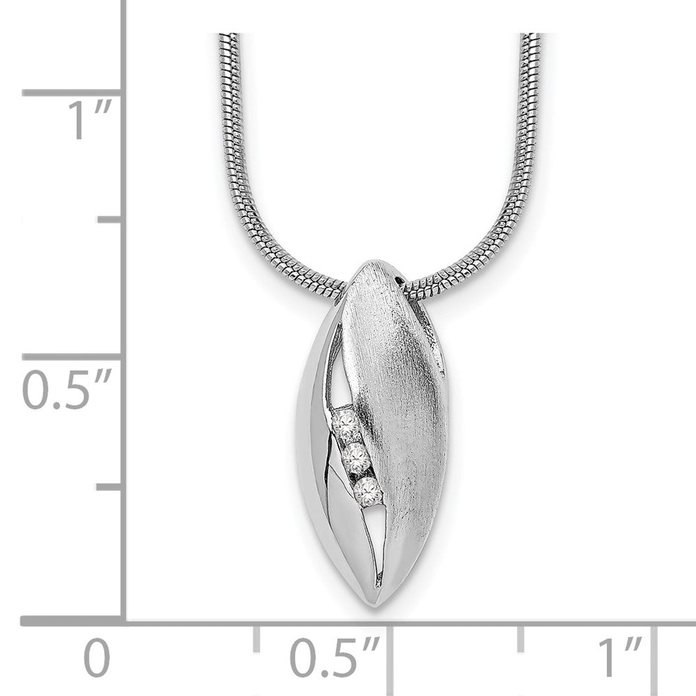 White Ice Sterling Silver Rhodium-plated Satin and Polished 18 Inch Diamond Necklace with 2 Inch Extender