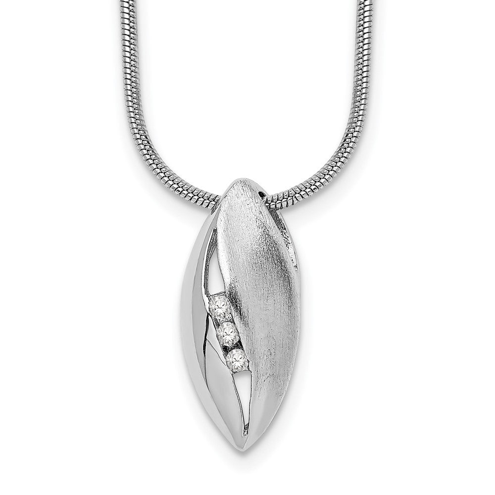 White Ice Sterling Silver Rhodium-plated Satin and Polished 18 Inch Diamond Necklace with 2 Inch Extender