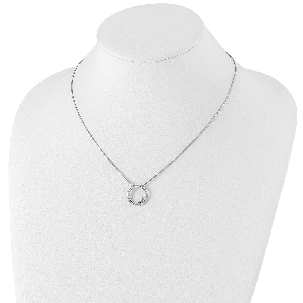 White Ice Sterling Silver Rhodium-plated 18 Inch Diamond Open Circle Necklace with 2 Inch Extender